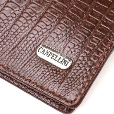 Фактурний гаманець для чоловіків з натуральної шкіри з тисненням CANPELLINI 21927 Коричневий