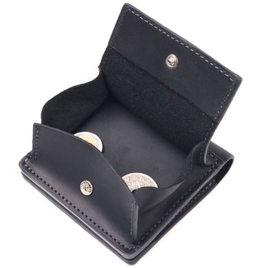 Кожаный мужской кошелек с монетницей Украина GRANDE PELLE 16742 Черный