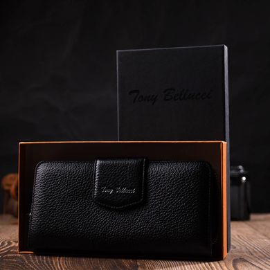 Кожаный женский кошелек с блоком для карт и документов Tony Bellucci 21955 Черный