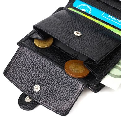 Чоловічий компактний вертикальний гаманець із натуральної шкіри флотар BOND 22005 Чорний