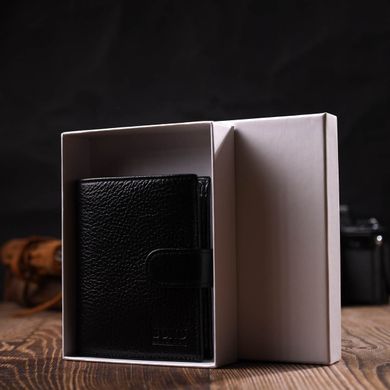 Мужской компактный вертикальный кошелек из натуральной кожи флотар BOND 22005 Черный
