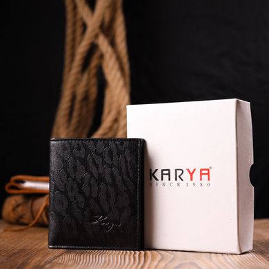 Незвичайний чоловічий гаманець із фактурної шкіри KARYA 21061 Чорний