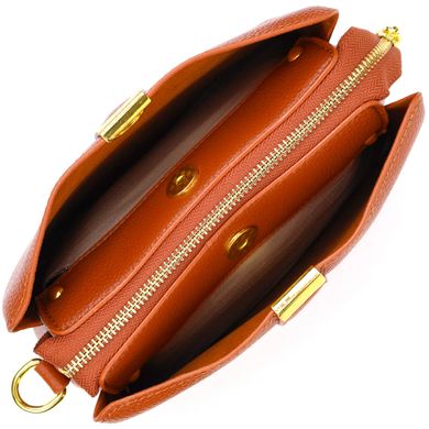 Стильная женская сумка на три отделения из натуральной кожи 22105 Vintage Рыжая