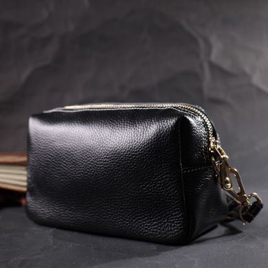 Женская элегантная сумка с двумя ремнями из натуральной кожи Vintage 22276 Черный