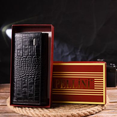 Жіночий гаманець із монетницею з натуральної фактурної шкіри CANPELLINI 21525 Чорний