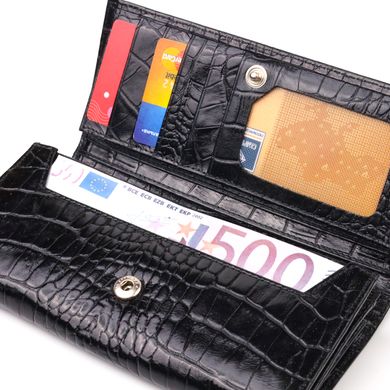 Женский кошелек с монетницей из натуральной фактурной кожи CANPELLINI 21525 Черный