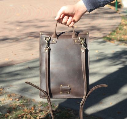 Ексклюзивна чоловіча сумка-планшет з високоякісної винтажной шкіри 540551, Коричневий