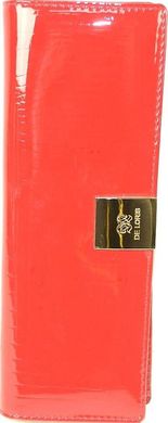 Стильная лакированная визитница красного цвета из натуральной кожи De Loris 10153