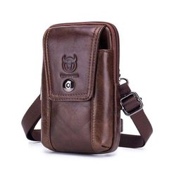 Напоясная сумка с ремешком на плечо T0071 BULL, коричневая Коричневый