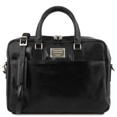 Кожаная сумка портфель для ноутбука на два отделения Tuscany Leather Urbino TL141894 (Черный)
