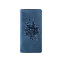 Блакитний гаманець з натуральної матової шкіри на 14 карт, колекція "Mehendi Classic"