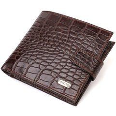 Модний чоловічий гаманець з натуральної шкіри тисненням під крокодила CANPELLINI 21878 Коричневий