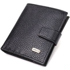 Стильный мужской бумажник в комбинации двух цветов из натуральной зернистой кожи CANPELLINI 21728 Черный