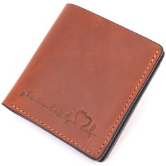 Вместительный кожаный мужской кошелек с монетницей Сердце GRANDE PELLE 16743 Светло-коричневый