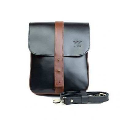 Чоловіча шкіряна сумка Mini Bag чорно-коричнева Blanknote TW-Mini-bag-m-black-kon-ksr