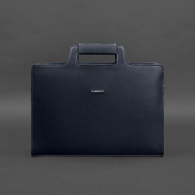 Жіноча шкіряна сумка для ноутбука і документів темно-синя Blanknote BN-BAG-36-navy-blue