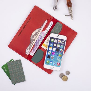 Красный кожаный бумажник с натуральной матовой кожи