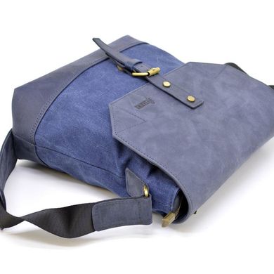 Сумка-мессенджер через плечо микс ткани канваз и кожи KK-1307-4lx от бренда TARWA Синий