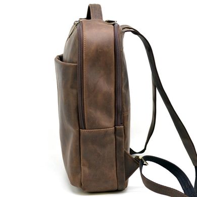 Шкіряний чоловічий коричневий рюкзак RC-7281-3md з передньою кишенею на блискавці Коричневий