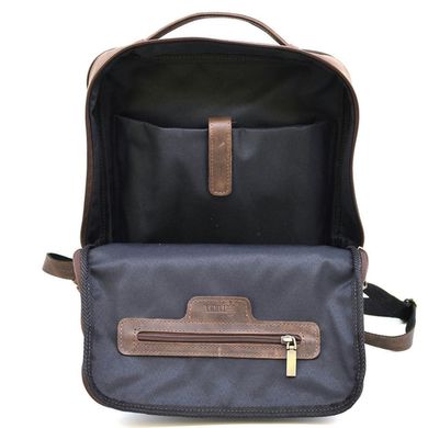 Шкіряний чоловічий коричневий рюкзак RC-7281-3md з передньою кишенею на блискавці Коричневий