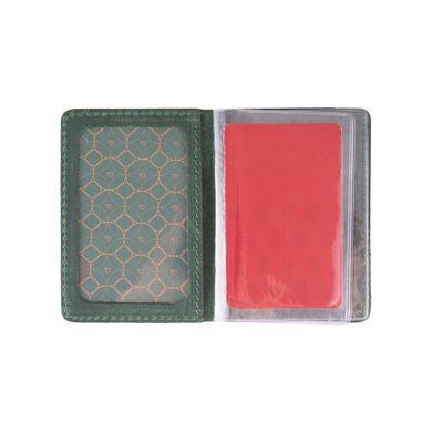 Кожаная обложка-органайзер для ID паспорта и других документов зеленого цвета