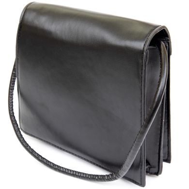 Горизонтальна сумка з лініями зі шкірозамінника Vintage sale_14930 Чорна