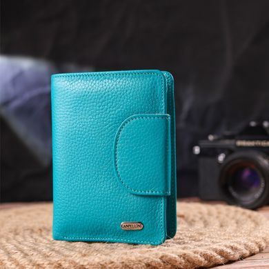 Яскравий вертикальний гаманець із натуральної шкіри CANPELLINI 21678 Бірюзовий