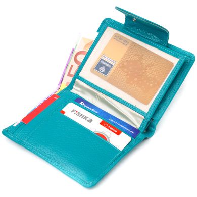 Яскравий вертикальний гаманець із натуральної шкіри CANPELLINI 21678 Бірюзовий