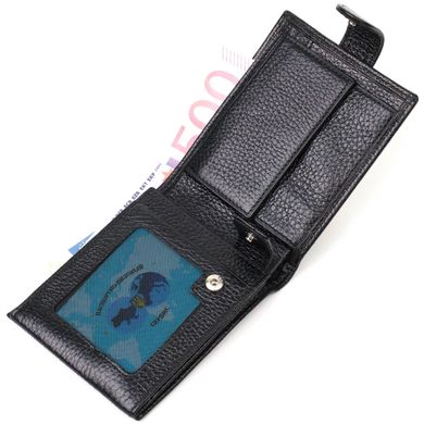 Чоловічий компактний горизонтальний гаманець із натуральної шкіри флотар BOND 22006 Чорний