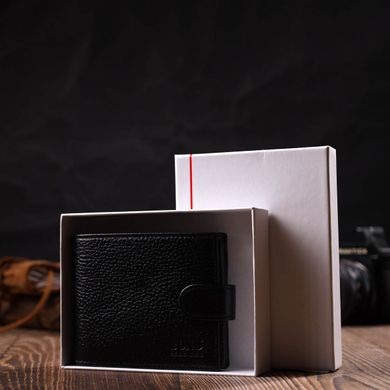 Мужской компактный горизонтальный кошелек из натуральной кожи флотар BOND 22006 Черный