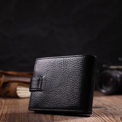 Чоловічий компактний горизонтальний гаманець із натуральної шкіри флотар BOND 22006 Чорний