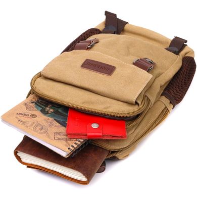 Оригинальный текстильный рюкзак с уплотненной спинкой и отделением для планшета Vintage 22171 Песочный