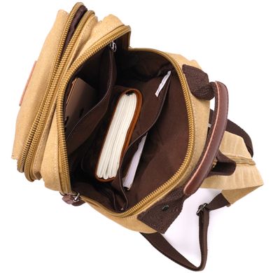 Оригінальний текстильний рюкзак з ущільненою спинкою та відділенням для планшета Vintage 22171 Пісочний