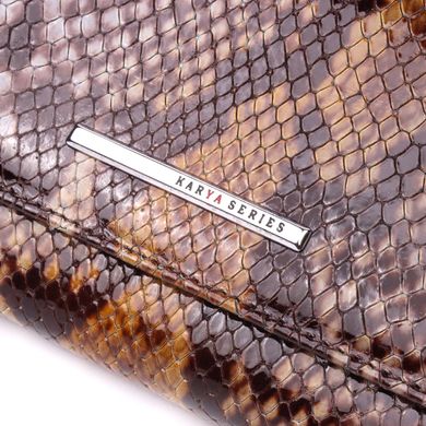 Оригінальний жіночий гаманець із натуральної фактурної шкіри під змію KARYA 21012 Коричневий