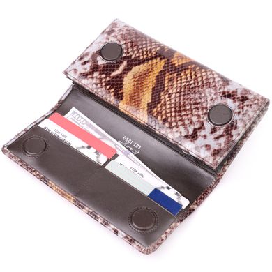 Оригинальный женский кошелек из натуральной фактурной кожи под змею KARYA 21012 Коричневый