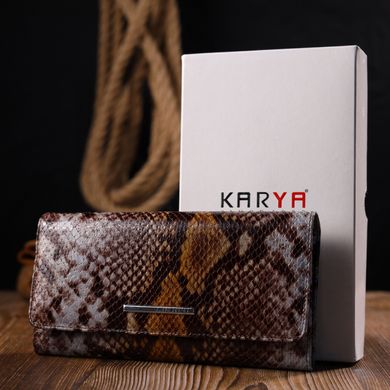 Оригинальный женский кошелек из натуральной фактурной кожи под змею KARYA 21012 Коричневый