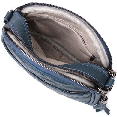Стильная женская стеганая сумка из мягкой натуральной кожи Vintage 22327 Синяя