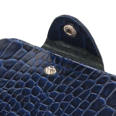 Стильне портмоне для чоловіків у два складення з натуральної фактурної шкіри з тисненням під крокодила CANPELLINI 21577 Синє