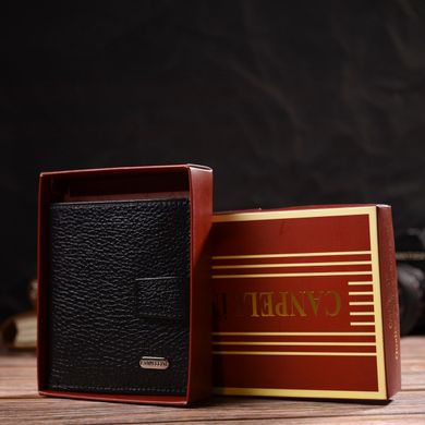 Стильний чоловічий гаманець у комбінації двох кольорів із натуральної зернистої шкіри CANPELLINI 21728 Чорний