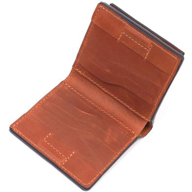 Вместительный кожаный мужской кошелек с монетницей Сердце GRANDE PELLE 16743 Светло-коричневый