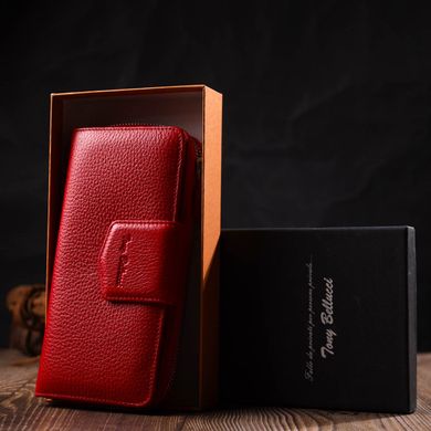 Місткий жіночий гаманець з блоком для карт та документів з натуральної шкіри Tony Bellucci 21956 Червоний