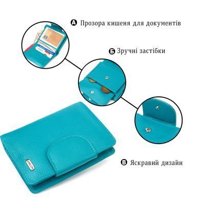 Яркий вертикальный кошелек из натуральной кожи CANPELLINI 21678 Бирюзовый