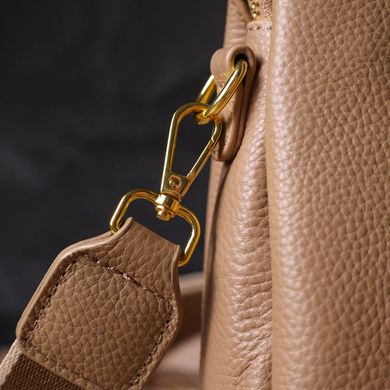 Женская модная сумка на три отделения из натуральной кожи 22106 Vintage Бежевая