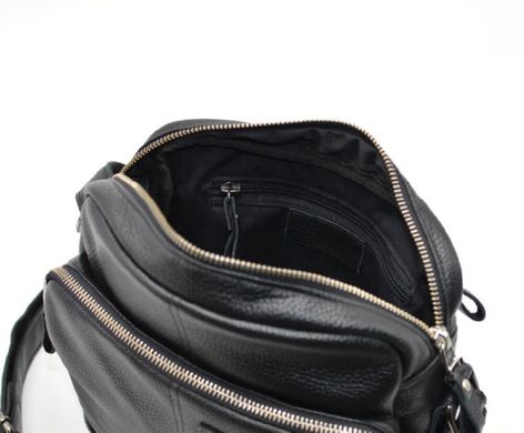 Шкіряна сумка кросс-боді, месенджер зі шкіри "флотар"  FA-6012-4lx бренду TARWA Чорний