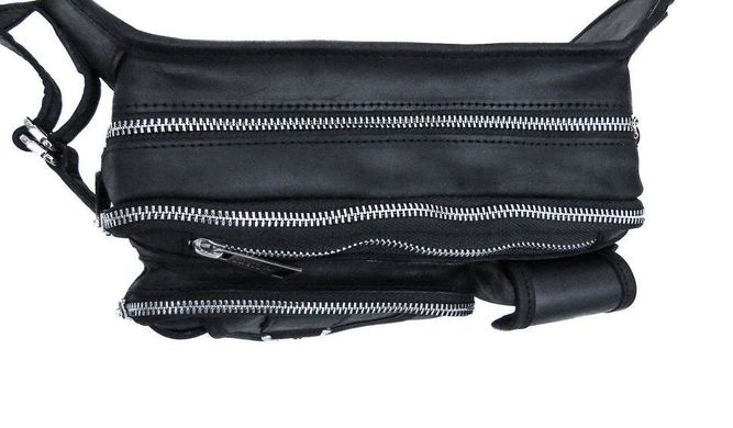 Кожаная поясная сумка на три отделения TARWA RA-1560-4lx черная с металлическим фастексом Черный