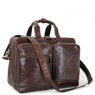 Уценка! Мужская дорожная деловая кожаная сумка с карманами Tiding Bag 7343C-5 Коричневый