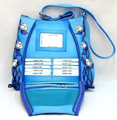 Яскрава жіноча сумка з натуральної шкіри Linora, Блакитний
