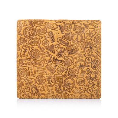 Бумажник с матовой натуральной кожи светло желтого цвета на 14 карт, коллекция "Let's Go Travel"