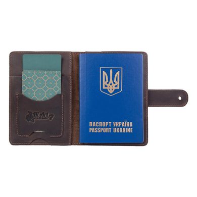Кожаное портмоне для паспорта / ID документов HiArt PB-02/1 Shabby Gavana Brown "Mehendi Classic"