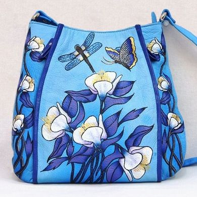 Яскрава жіноча сумка з натуральної шкіри Linora, Блакитний